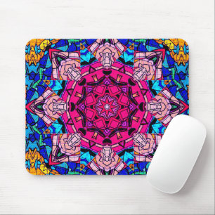 Mosaic Pink Mandala Floral Psychedelic Retro Mouse Pad