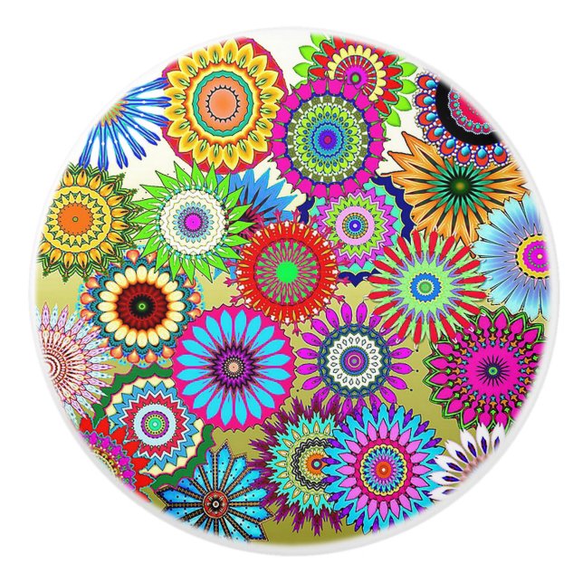 Mosaic Pinwheels Ceramic Knob (Front)