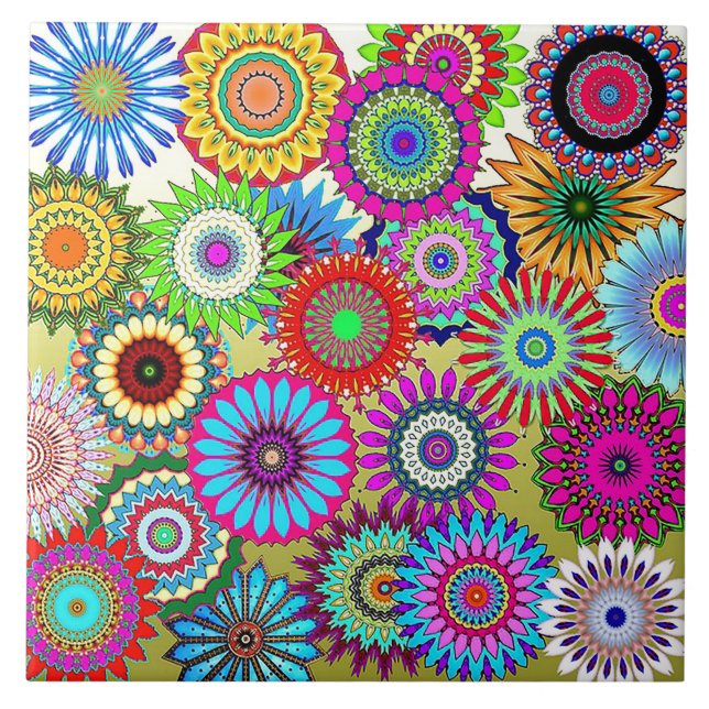 Mosaic Pinwheels Ceramic Tile (Front)