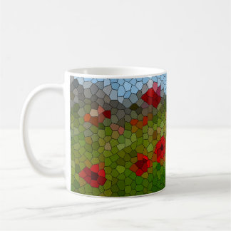 Mosaic Poppies in a Country Garden - Coffee Mug