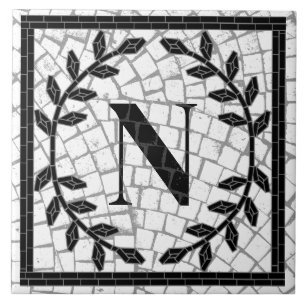 Mosaic Print Monogram Ceramic Tile