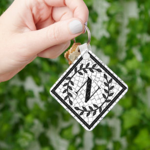 Mosaic Print Monogram Key Ring