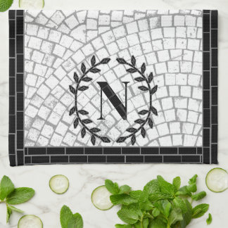 Mosaic Print Monogram Tea Towel