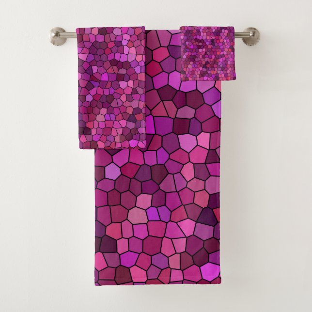 Mosaic Purple Pink  Bath Towel Set (Insitu)