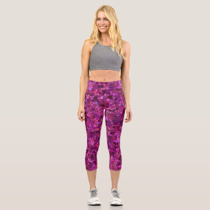 Mosaic Purple Pink Capri Leggings