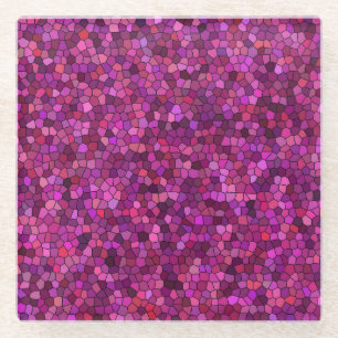 Mosaic Purple Pink  Glass Coaster