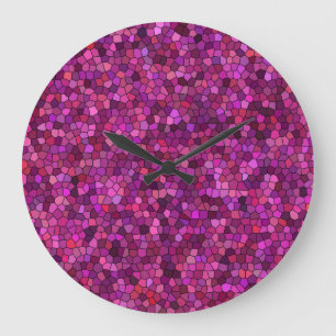 Mosaic Purple Pink Large Clock