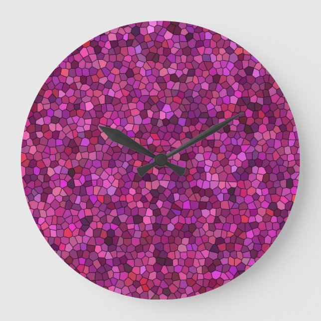 Mosaic Purple Pink  Large Clock (Front)