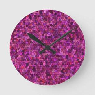 Mosaic Purple Pink Round Clock