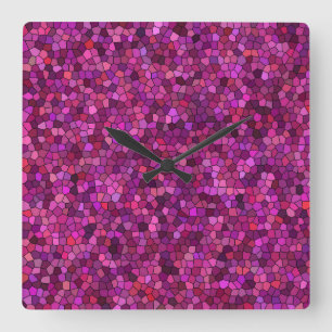 Mosaic Purple Pink Square Wall Clock