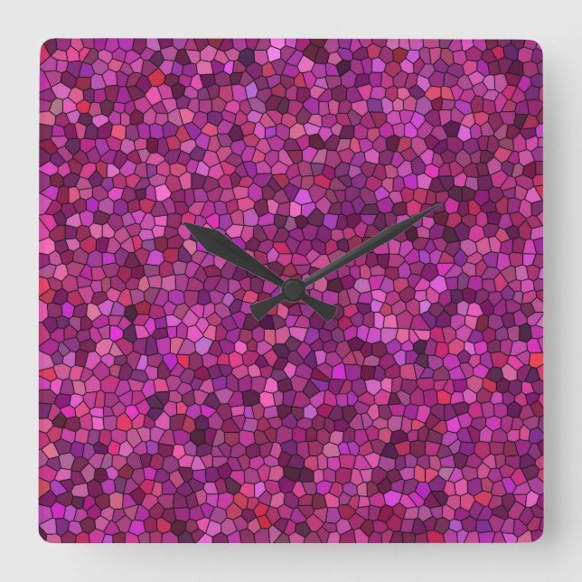 Mosaic Purple Pink  Square Wall Clock (Front)