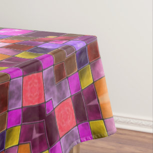 Mosaic Purple Vintage Fractal Kaleidoscope Tablecloth