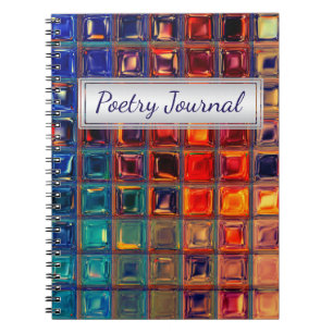 Mosaic Rainbow   Bold Colourful Abstract Tile Notebook