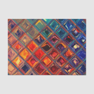 Mosaic Rainbow Bold Colourful Abstract Tile Tissue Paper