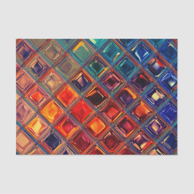 Mosaic Rainbow | Bold Colourful Abstract Tile Tissue Paper (Front)