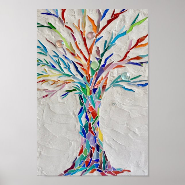 Mosaic Rainbow Tree Poster (Front)