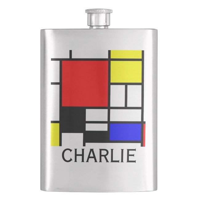 MOSAIC rectangles squares coloured I + your ideas Hip Flask (Front)