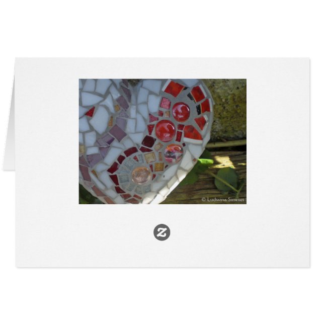 mosaic red heart card (Back Horizontal)