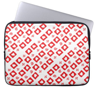Mosaic red hearts tiles laptop sleeve