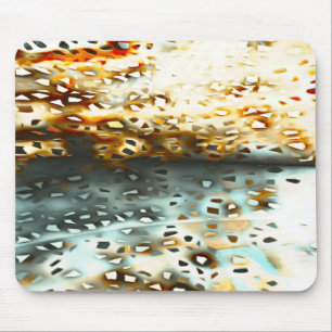 Mosaic scraps thrown over grey and coral texture mouse pad