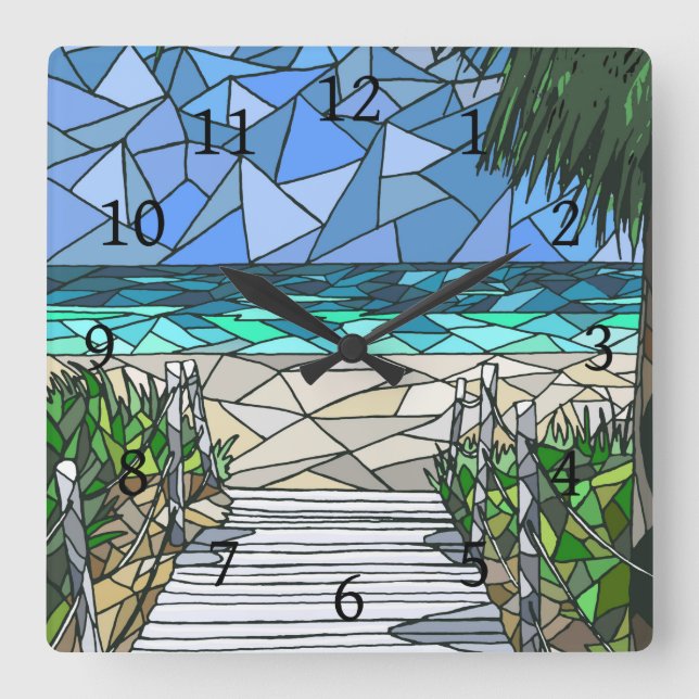 Mosaic Sea View 288 Square Wall Clock (Front)