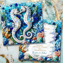 Mosaic Seahorses Romantic Beachy