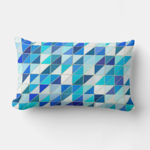 Mosaic - Shades of blue and white Lumbar Cushion