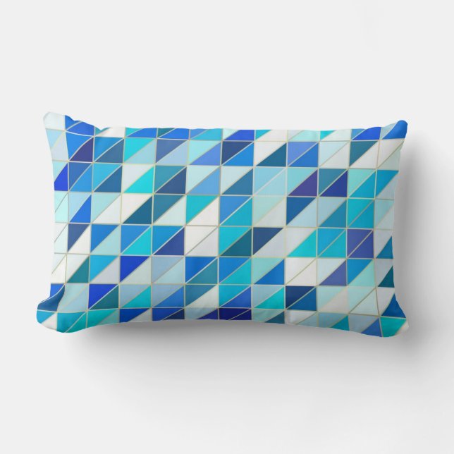 Mosaic - Shades of blue and white Lumbar Cushion (Front)