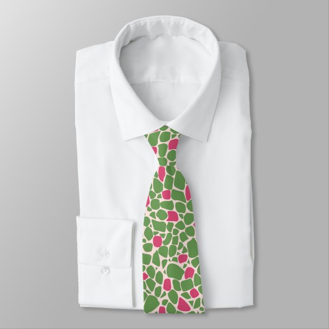 Mosaic small abstract pattern tiles green raspberr tie (Tied)