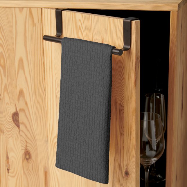 Mosaic Solid Dark Grey Textured Pattern Tea Towel (Thirds Fold)