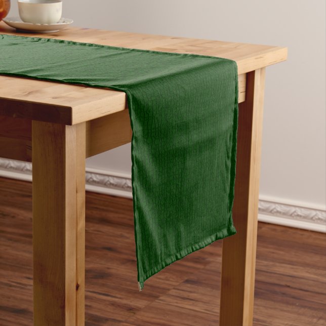 Mosaic Solid Forrest Green Textured Pattern Medium Table Runner (In Situ)