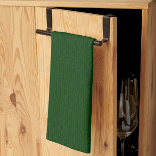Mosaic Solid Forrest Green Textured Pattern Tea Towel