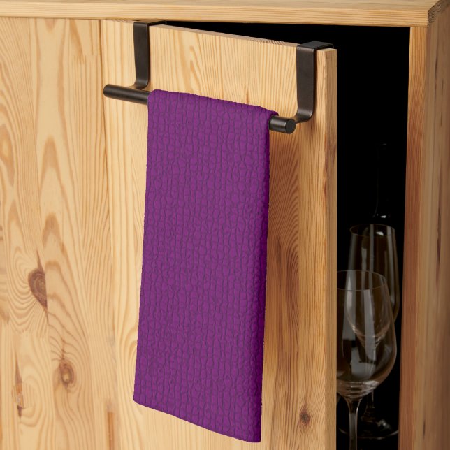 Mosaic Solid Royal Purple Textured Pattern Tea Towel (Thirds Fold)
