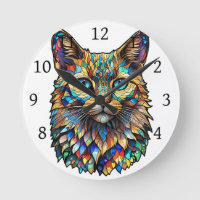Mosaic Stained Glass Multicolor Cat 760