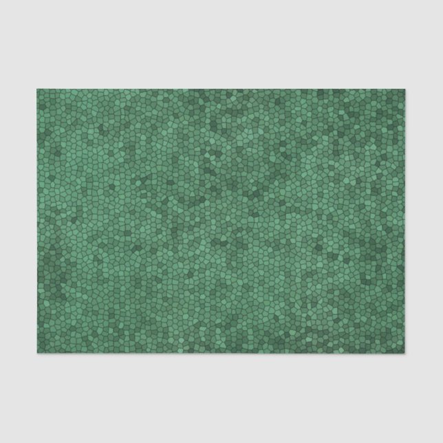 Mosaic Stained Glass Style Green Texture Pattern Tissue Paper (Front)