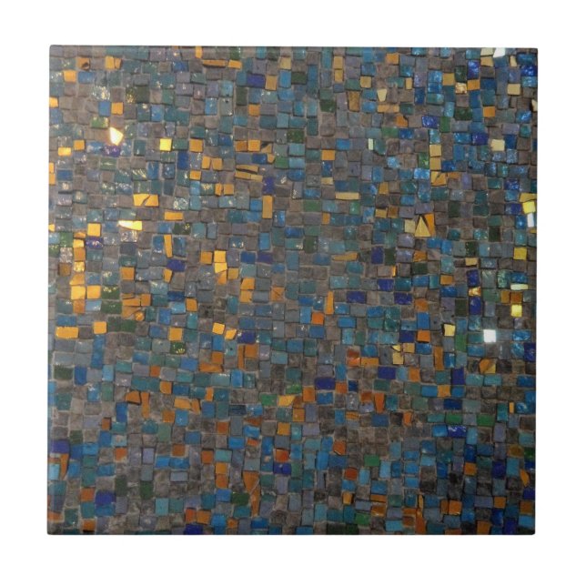 Mosaic Stones in Blue and Gold Ceramic Tile (Front)
