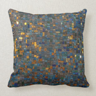 Mosaic Stones in Blue and Gold Cushion