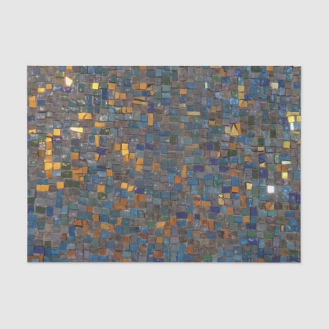 Mosaic Stones in Blue and Gold Tissue Paper (Front)