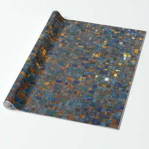 Mosaic Stones in Blue and Gold Wrapping Paper