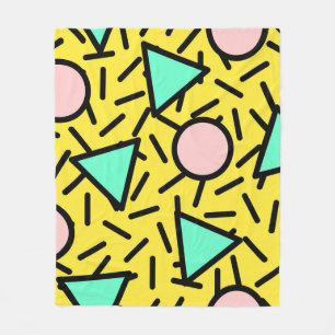 Mosaic stripes: retro memphis pattern fleece blanket