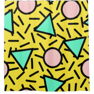 Mosaic stripes: retro memphis pattern shower curtain