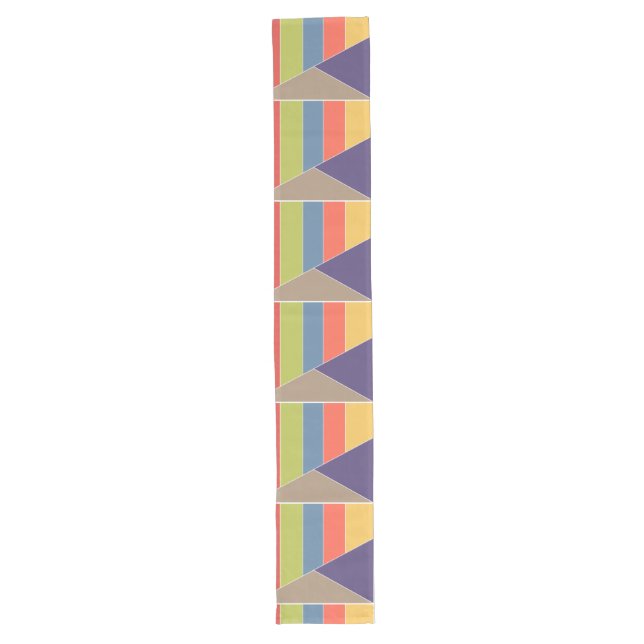 MOSAIC stripes triangles coloured I + your ideas Long Table Runner (Front)