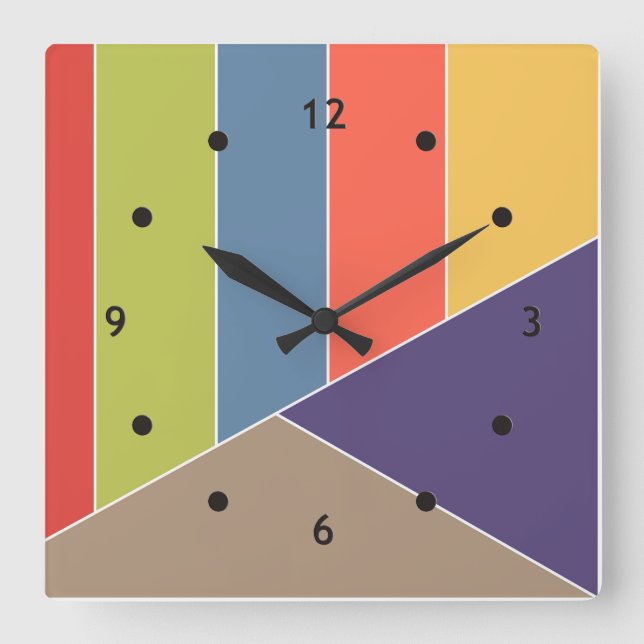 MOSAIC stripes triangles coloured I + your ideas Square Wall Clock (Front)