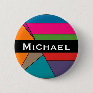MOSAIC stripes triangles coloured III + your ideas 6 Cm Round Badge