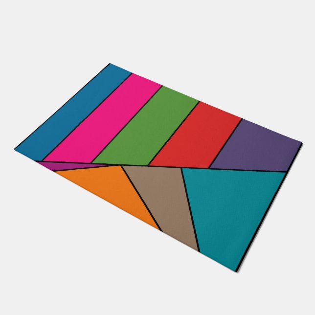 MOSAIC stripes triangles coloured III + your ideas Doormat (Angled)