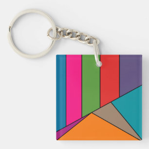 MOSAIC stripes triangles coloured III + your ideas Key Ring