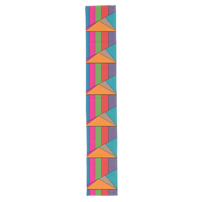 MOSAIC stripes triangles coloured III + your ideas Long Table Runner (Front)