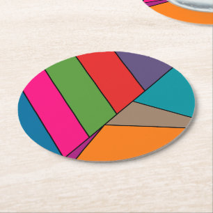 MOSAIC stripes triangles coloured III + your ideas Round Paper Coaster