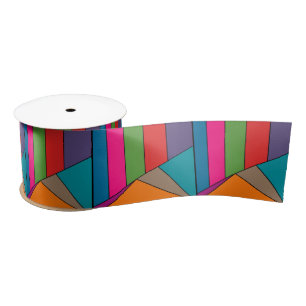 MOSAIC stripes triangles coloured III + your ideas Satin Ribbon
