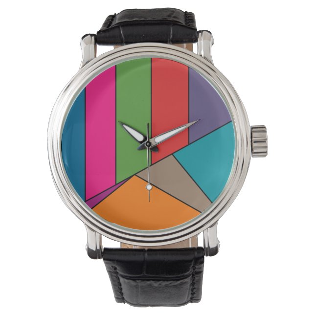MOSAIC stripes triangles coloured III + your ideas Watch (Front)